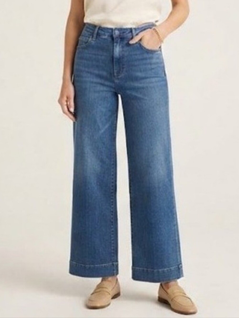 Chicos Trouser Wide Leg Crop Jeans Size US 16P Chico's 3P EUC